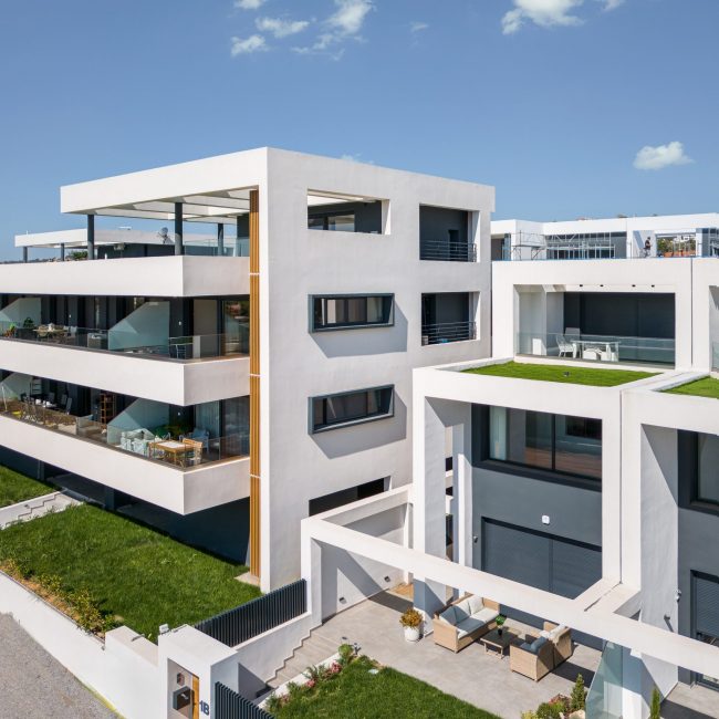 Complex of houses and apartment buildings
